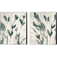 Framed 'Green Misty Leaves 2 Piece Canvas Print Set' border=