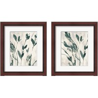 Framed 'Green Misty Leaves 2 Piece Framed Art Print Set' border=