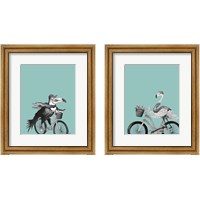 Framed 'What a Wild Ride on Teal 2 Piece Framed Art Print Set' border=
