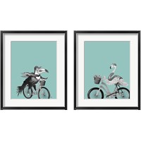Framed 'What a Wild Ride on Teal 2 Piece Framed Art Print Set' border=