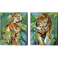 Framed Tiger In The Jungle 2 Piece Canvas Print Set