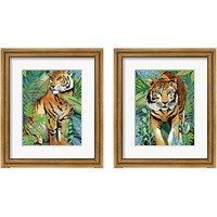 Framed 'Tiger In The Jungle 2 Piece Framed Art Print Set' border=