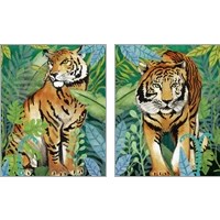Framed 'Tiger In The Jungle 2 Piece Art Print Set' border=