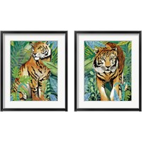 Framed 'Tiger In The Jungle 2 Piece Framed Art Print Set' border=
