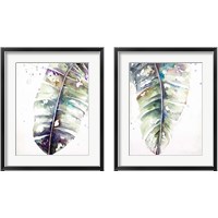 Framed Watercolor Plantain Leaves with Purple 2 Piece Framed Art Print Set