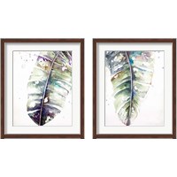 Framed Watercolor Plantain Leaves with Purple 2 Piece Framed Art Print Set