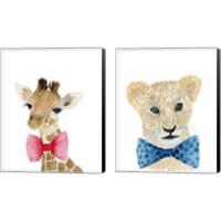 Framed 'Animal with Bow Tie 2 Piece Canvas Print Set' border=