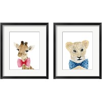 Framed 'Animal with Bow Tie 2 Piece Framed Art Print Set' border=
