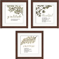 Framed 'Inspirational Botanical 3 Piece Framed Art Print Set' border=