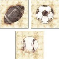 Framed 'Ball Sketch 3 Piece Art Print Set' border=