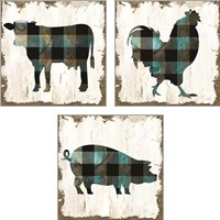 Framed 'Farm Fashion 3 Piece Art Print Set' border=
