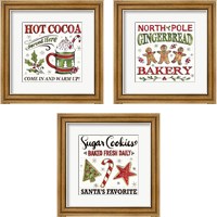 Framed 'Christmas Treats 3 Piece Framed Art Print Set' border=