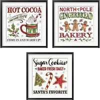 Framed 'Christmas Treats 3 Piece Framed Art Print Set' border=