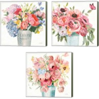 Framed 'Boho Bouquet 3 Piece Canvas Print Set' border=