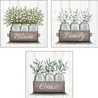 Framed Farmhouse Floral 3 Piece Art Print Set