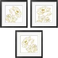 Framed Gold Floral 3 Piece Framed Art Print Set