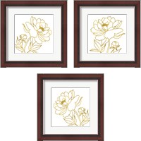 Framed 'Gold Floral 3 Piece Framed Art Print Set' border=