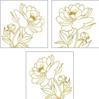 Framed 'Gold Floral 3 Piece Art Print Set' border=