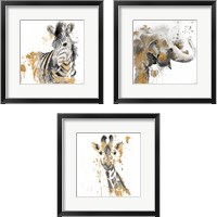 Framed Safari Animal with GoldSeries 3 Piece Framed Art Print Set