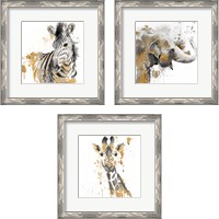 Framed Safari Animal with GoldSeries 3 Piece Framed Art Print Set