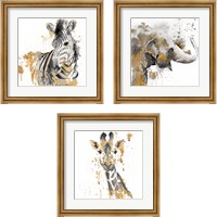 Framed Safari Animal with GoldSeries 3 Piece Framed Art Print Set