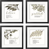 Framed 'Inspirational Botanical 4 Piece Framed Art Print Set' border=