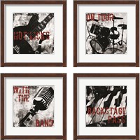 Framed 'Grunge Music 4 Piece Framed Art Print Set' border=