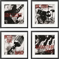Framed 'Grunge Music 4 Piece Framed Art Print Set' border=
