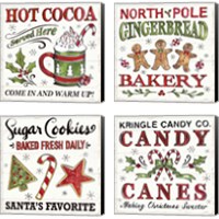 Framed 'Christmas Treats 4 Piece Canvas Print Set' border=