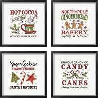 Framed 'Christmas Treats 4 Piece Framed Art Print Set' border=