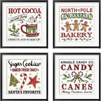 Framed 'Christmas Treats 4 Piece Framed Art Print Set' border=