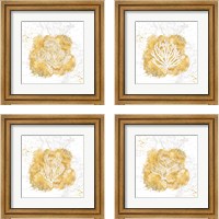 Framed 'Golden Coral 4 Piece Framed Art Print Set' border=
