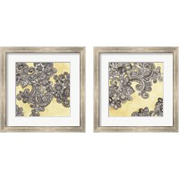 Framed 'Yellow--Gray Pattern 2 Piece Framed Art Print Set' border=