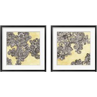 Framed 'Yellow--Gray Pattern 2 Piece Framed Art Print Set' border=