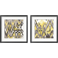 Framed 'Yellow-Gray Ikat 2 Piece Framed Art Print Set' border=