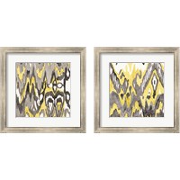 Framed 'Yellow-Gray Ikat 2 Piece Framed Art Print Set' border=
