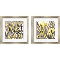 Framed Yellow-Gray Ikat 2 Piece Framed Art Print Set