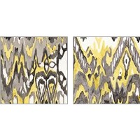 Framed 'Yellow-Gray Ikat 2 Piece Art Print Set' border=