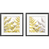 Framed 'Yellow-Gray Leaves 2 Piece Framed Art Print Set' border=