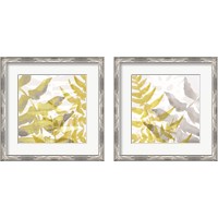 Framed 'Yellow-Gray Leaves 2 Piece Framed Art Print Set' border=