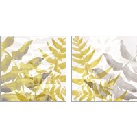 Framed Yellow-Gray Leaves 2 Piece Art Print Set