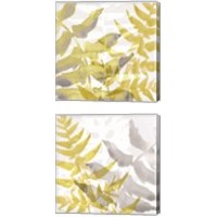 Framed 'Yellow-Gray Leaves 2 Piece Canvas Print Set' border=
