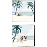 Framed 'Palm Tree Paradise 2 Piece Canvas Print Set' border=