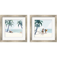 Framed 'Palm Tree Paradise 2 Piece Framed Art Print Set' border=