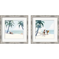 Framed 'Palm Tree Paradise 2 Piece Framed Art Print Set' border=