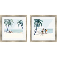 Framed 'Palm Tree Paradise 2 Piece Framed Art Print Set' border=
