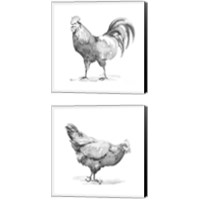 Framed 'Barn Fowl 2 Piece Canvas Print Set' border=