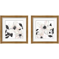 Framed 'Black & Blush Anemone 2 Piece Framed Art Print Set' border=