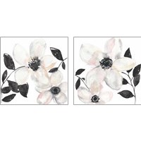 Framed 'Black & Blush Anemone 2 Piece Art Print Set' border=