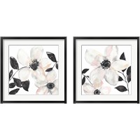 Framed 'Black & Blush Anemone 2 Piece Framed Art Print Set' border=